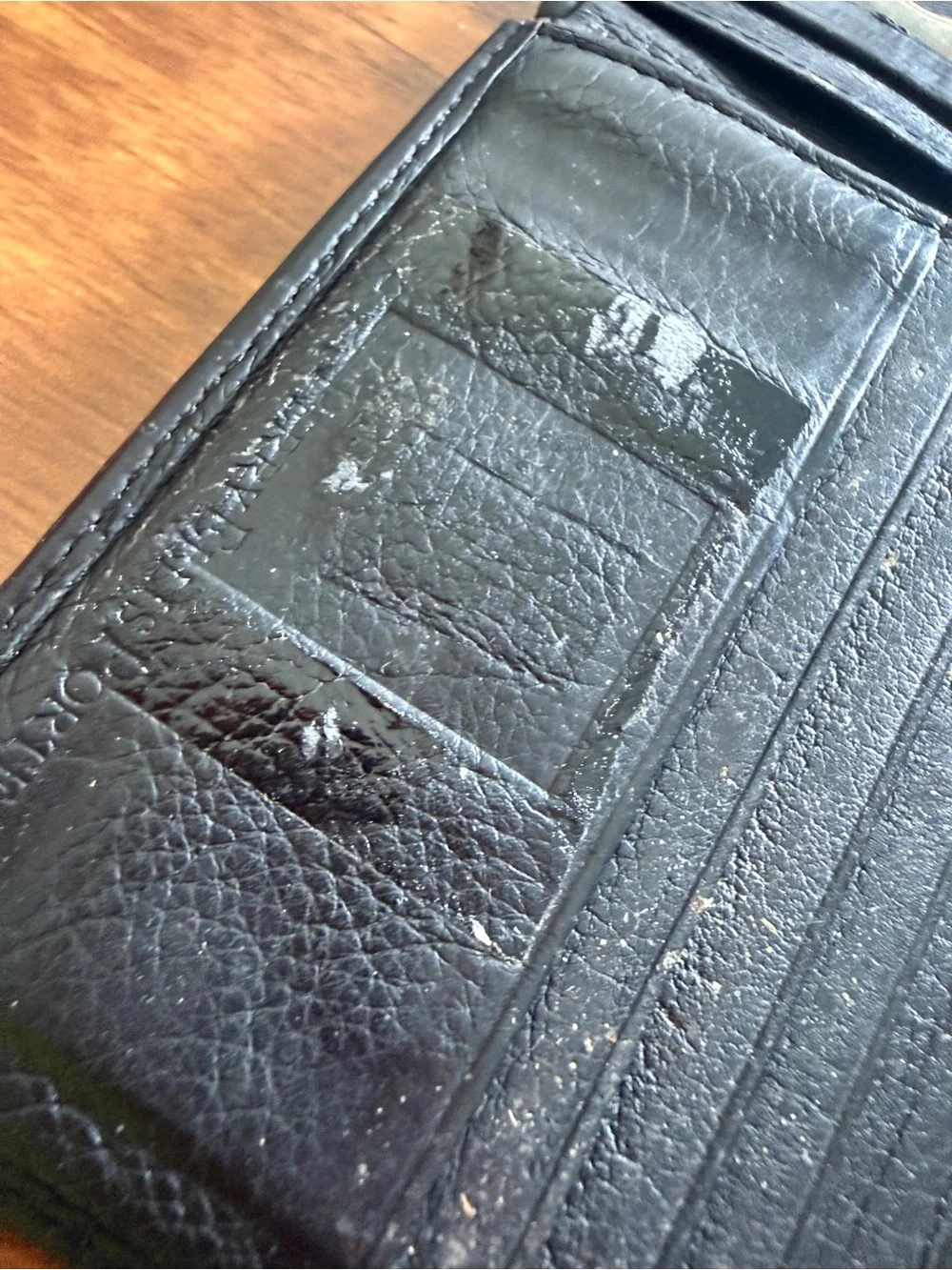Black Leather Bi-Fold Wallet with ID Window Perry Ellis Portfolio
